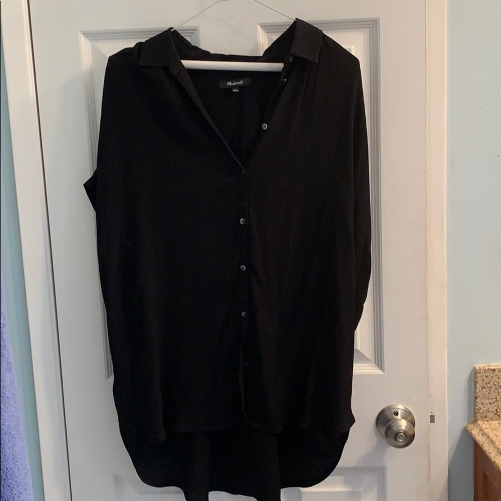 Black short sleeved button down